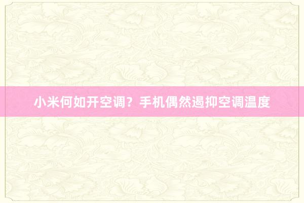 小米何如开空调？手机偶然遏抑空调温度